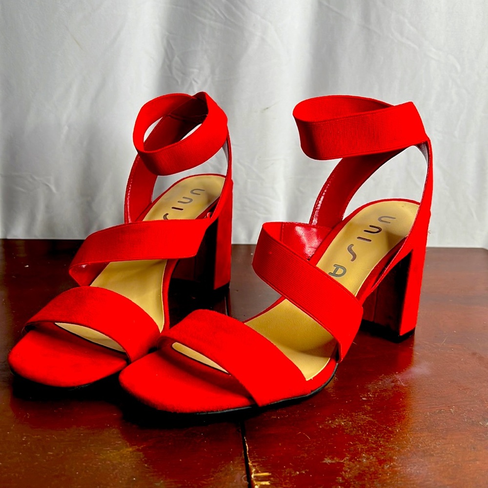 7.5 Red Open Toe Heels - image 1